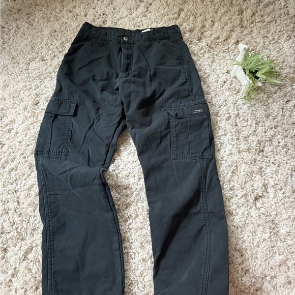 Wrangler Black Cargo Jeans Durable Straight Leg - Picture 6 of 10